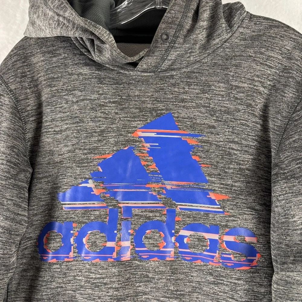 Adidas, Hoodie, Climawarm, Dark Gray, Logo Blue and Red, Retro, Size Men's S